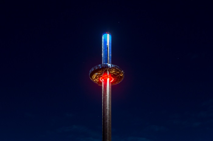De verlichting op de toren 'ademt'. Foto door British Airways i360