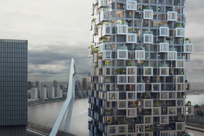 The Sax heeft ruim uitzicht op Rotterdam.