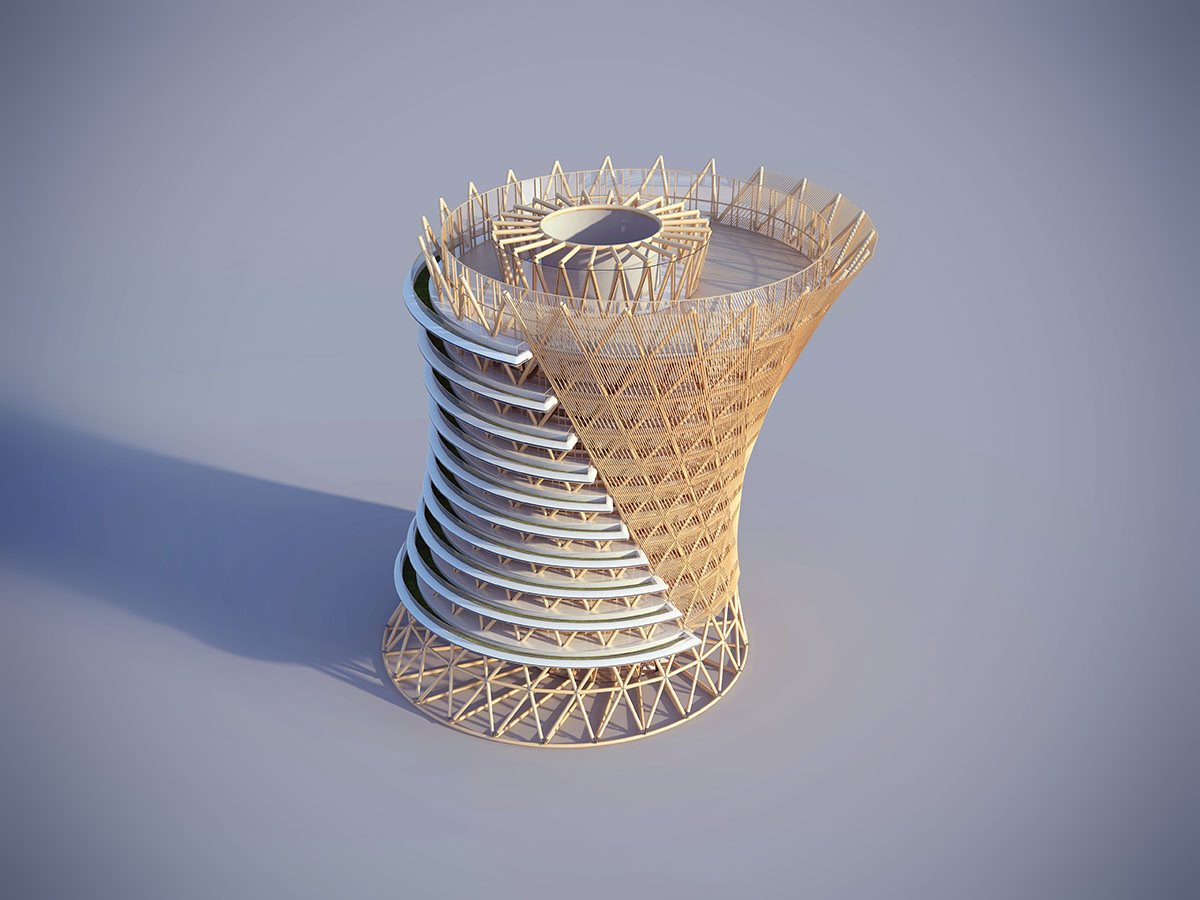 De torens zijn gemaakt van CLT.