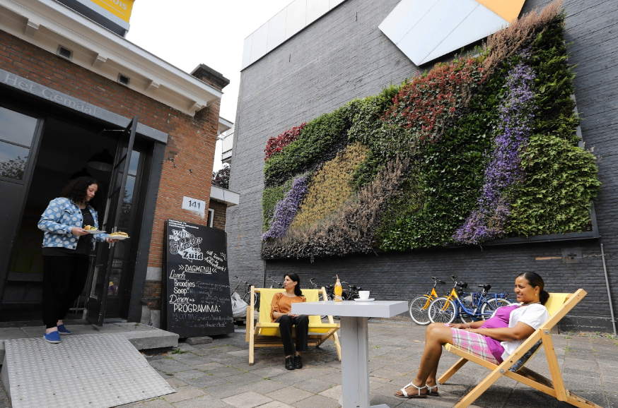 Verticale tuin Rotterdam in bloei